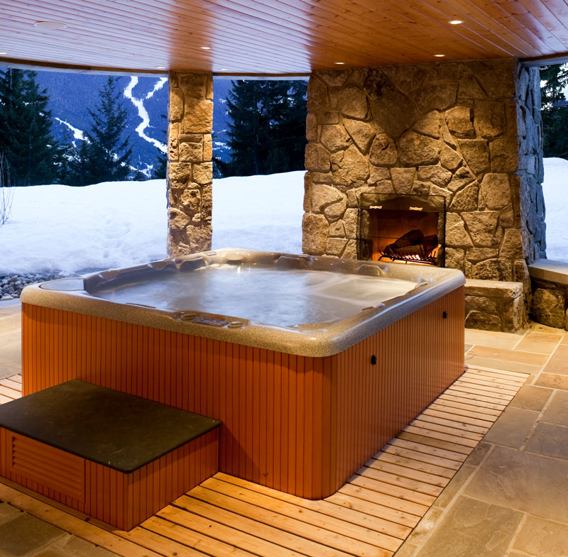 Hot tub running in the winter